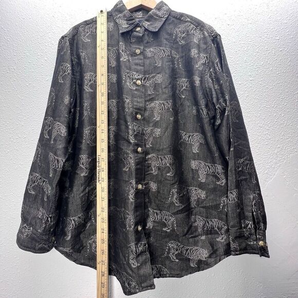 Angelique Made In Heaven Dress Shirt Tiger safari Print Womens unisex size M - Picture 5 of 11